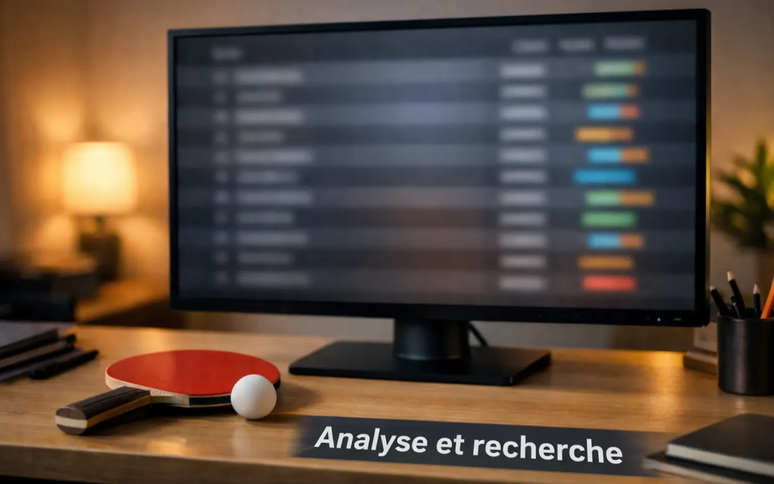 Écran affichant un classement mondial de tennis de table avec des statistiques