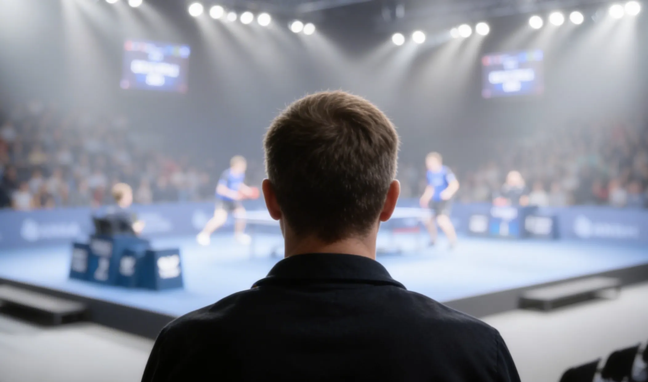 Salle de competition lors d'un tournoi WTT Grand Smash de tennis de table