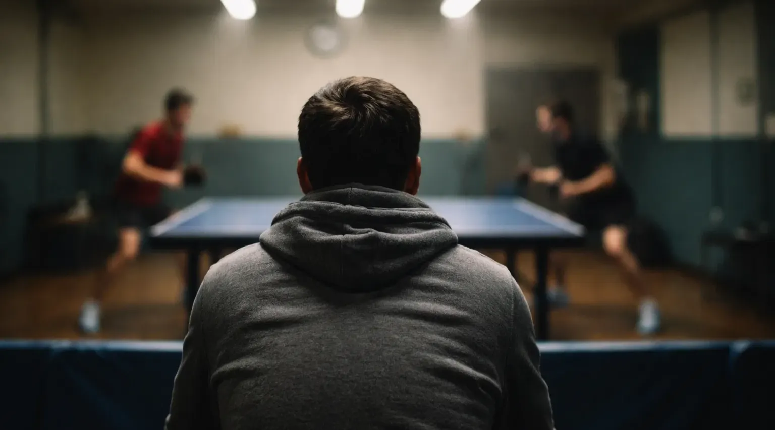 Match de tennis de table Setka Cup dans une petite salle de compétition