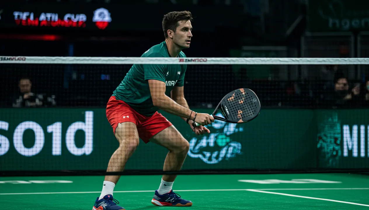 Joueur de tennis de table en position de retour de service vue rapprochee